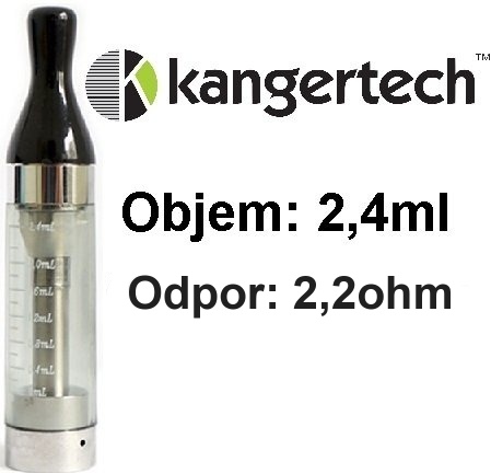 CC/T2 Clearomizer Kangertech 2,4ml 2,2ohm Black